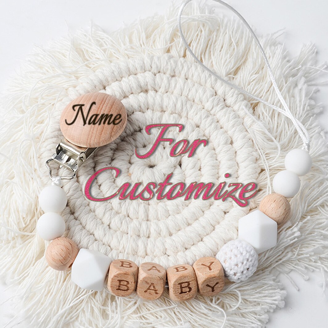 Personalized Baby Pacifier Clip Chain with Name DIY Gifts Dummy Nipples Holder Clips Teethers Toys Anti-lost Babies Accessories