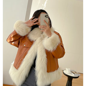Winter Coats Women Thick Faux Leather Fur Sheepskin Coat Female Fur Leather Jacket