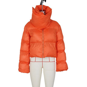 Winter Parkas for women  Fashion Scarf Collar Warm Thicken Short Coats  Lady Casual Orange Puffer Jackets Famale Outerwear