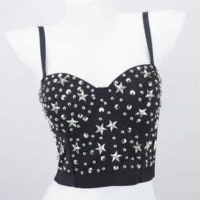 Sexy Luxury Sequined Rhinestone Tank Top Women Clothes Quality Party Corset Woman Bra Camis Blusas High End Crop Tops Ladies
