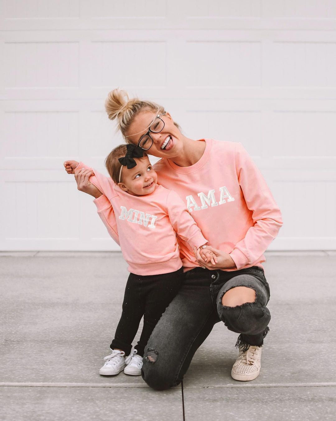 Mama Mini Letter Print Mother Daughter Clothes Family Matching Hoodies Long Sleeve Sweatshirt for Mother Kids Family Outfits