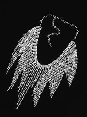 VC Luxury Tassels Chain Design Elegant BlingBling Crystal Necklace