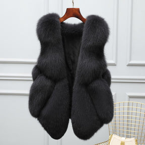 Whole Leather Fox Fur Vest Real Hair Jacket