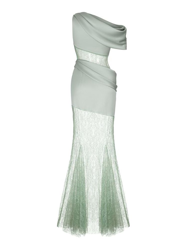 Sexy One Shoulder Off Shoulder Lace Slim Fit Fishtail Maxi Dress Elegant Celebrity Club Party Dress Vestidos