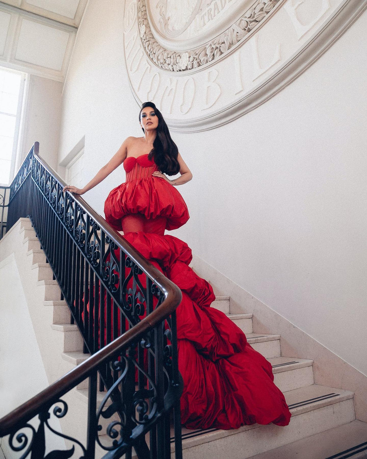 Unique Red Tiered Mermaid Evening Dresses Puff Long Prom Gowns Sweetheart Strapless Maxi Dresses To Party