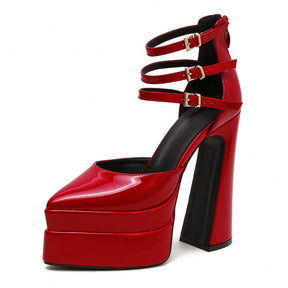 Double Platform High Heel Pumps For Women (Buckle Strap)