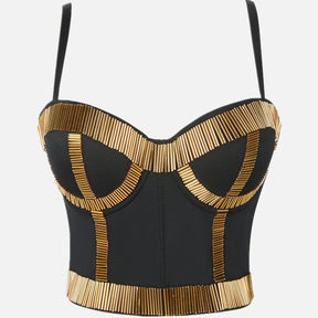 Women Crop Top Streetwear Beading Diamond Push Up Bra Casual Tank Tops Woman Clothes Bustier Camis Fashion Ladies Corset