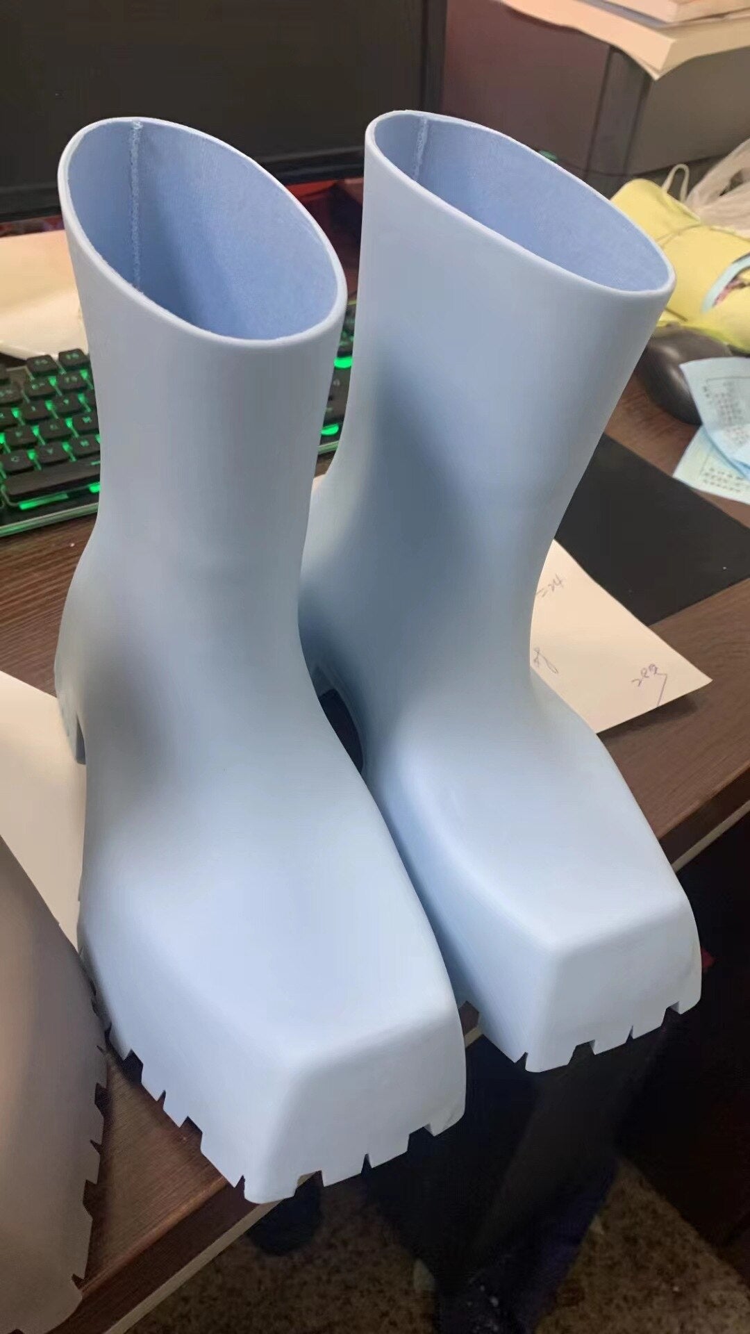 Rain boots simple solid color waterproof boots fashion PVC one-piece Boots Black Leather Rhinestone boots