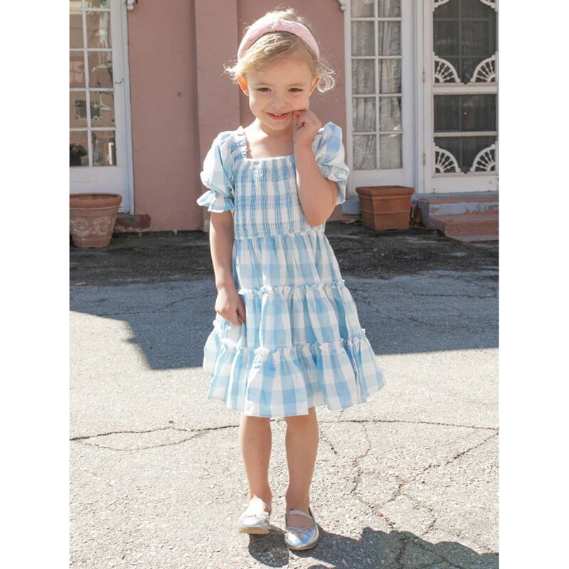 Mommy and Daughter Matching Clothes Plaid Short Sleeve Elegant Mother and Daughter Dress Family Matching Outfits