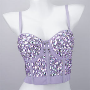 Women Crop Top Streetwear Beading Diamond Push Up Bra Casual Tank Tops Woman Clothes Bustier Camis Fashion Ladies Corset