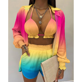 High Waist Bikini Swimsuit Three Pieces Swimwear Sexy Beachwear 2023 New Bathing Suit Shorts Cover Up Summer