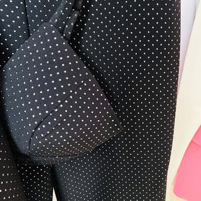 3 Piece Sets Blazer Pants Suits Women Black Bling Fashion INS Single Button Long Blazer Flared Pants Formal Sets High Quality