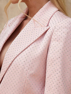 Sexy Diamonds Blazer and Shorts 2 Piece Set Women Lapel Long-Sleeved Jacket + Shorts 2 Piece Suit Fall Office Lady Outfits Suit