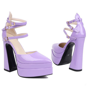 Double Platform High Heel Pumps For Women (Buckle Strap)