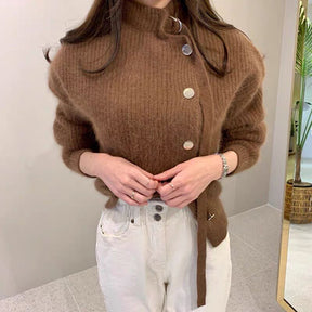 Mink Cashmere Sweater Cardigan Chic Women Single Breasted Knitted Soft Coats