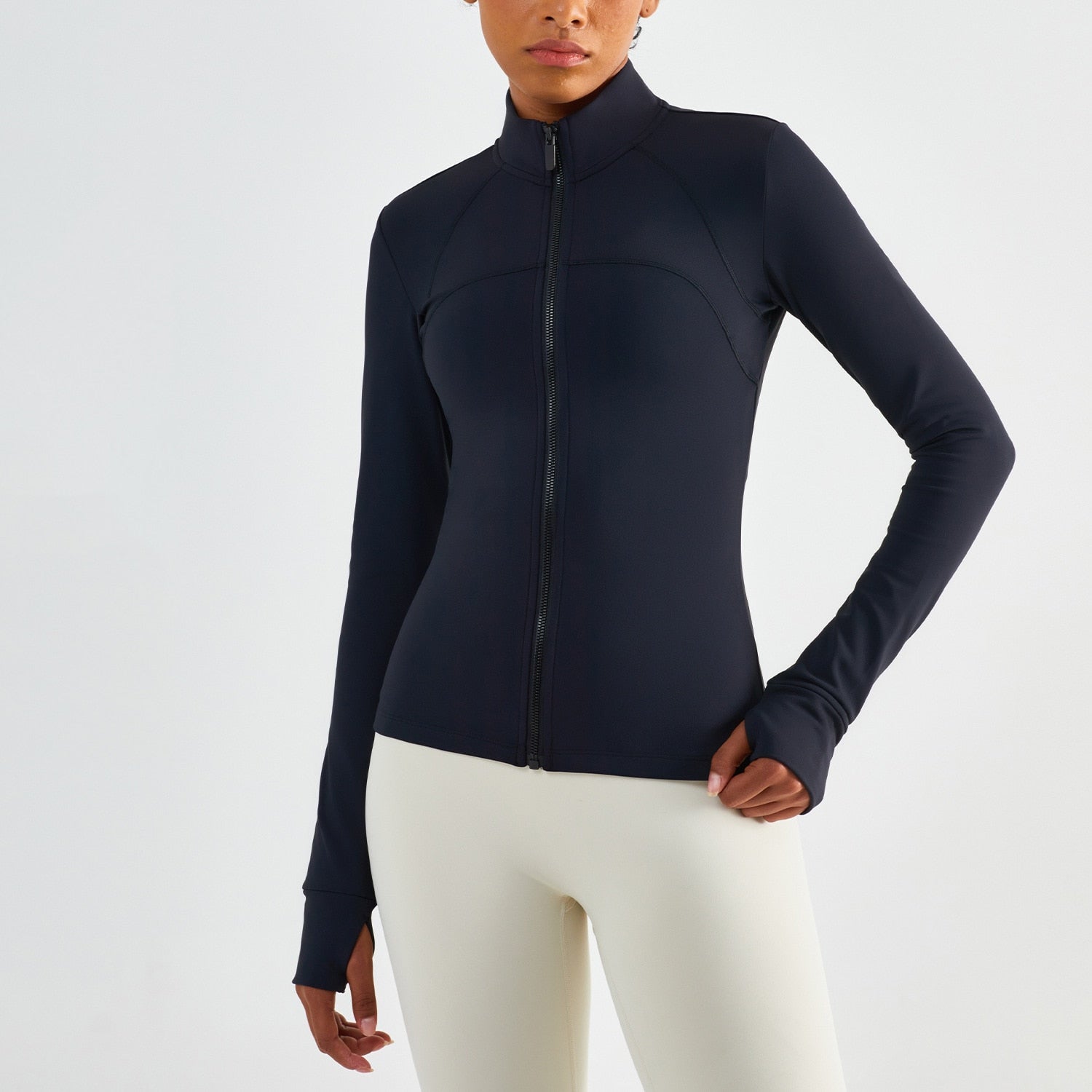 Long Sleeve Sports Jacket Women Zip Fitness Yoga Shirts Winter Warm Gym Top Activewear Running Coats Workout Clothes