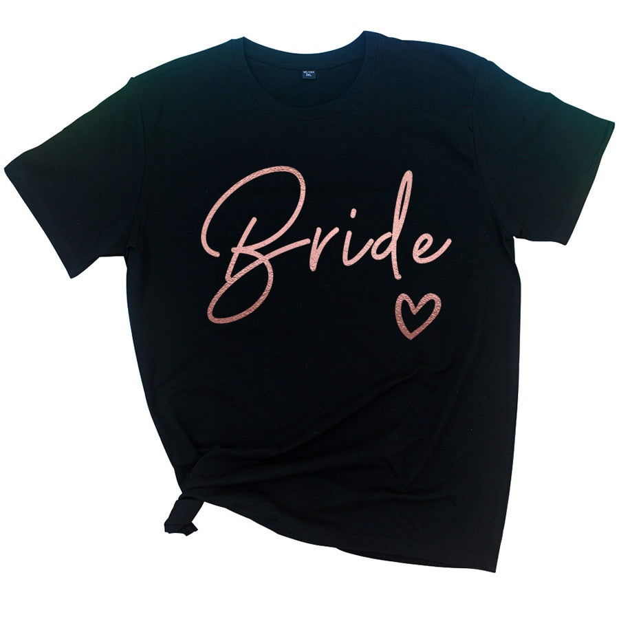 Team Bride Love Heart T Shirt Novetly  Aesthetic Bridesmaid Bride Squad T-shirt Women Ulzzang Wedding Party Tops