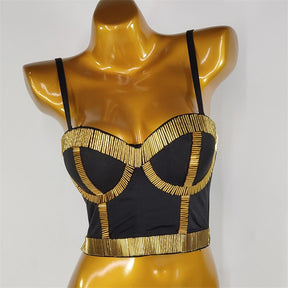 Women Crop Top Streetwear Beading Diamond Push Up Bra Casual Tank Tops Woman Clothes Bustier Camis Fashion Ladies Corset