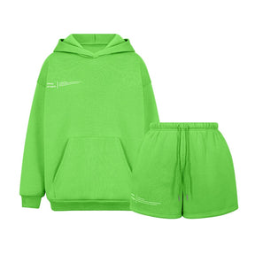 Sifreyr Casual Sporty Two Piece Set Women Tracksuit Autumn Printing Loose Hoodie Sweatshirt And Drawstring Shorts Sweat Outfits