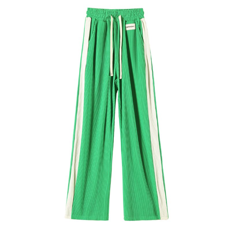 Spring Summer Pants For Women Chic Straight Baggy Green Wide Leg Trousers Casual Solid Ladies Pants High Waist Korean 2022