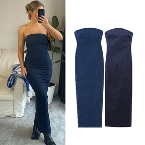 Denim Dress Elastic Tube Top Tight Dresses Women