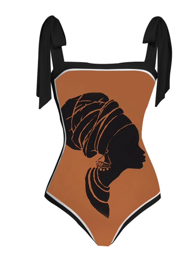 Female Retro Swimsuit &amp;Skirt Women Holiday Beach Dress Printed Designer Bathing Suit Summer Surf Wear