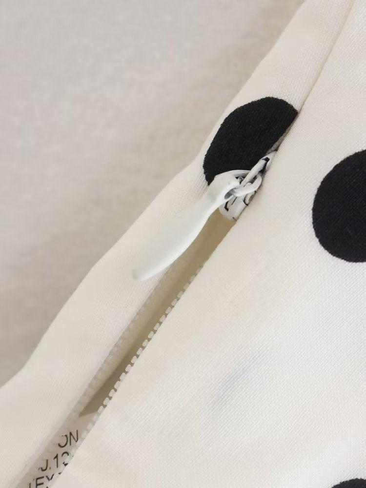 Women Fashion  Side Zipper Camis Female Chic Flower Design Vest Single Shoulder Polka Dots Crop Tops