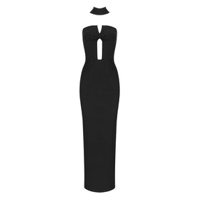 VC Sexy Strapless Dresses For Women Club Evening Party Bow Choker Design Long Bodycon Bandage Dress