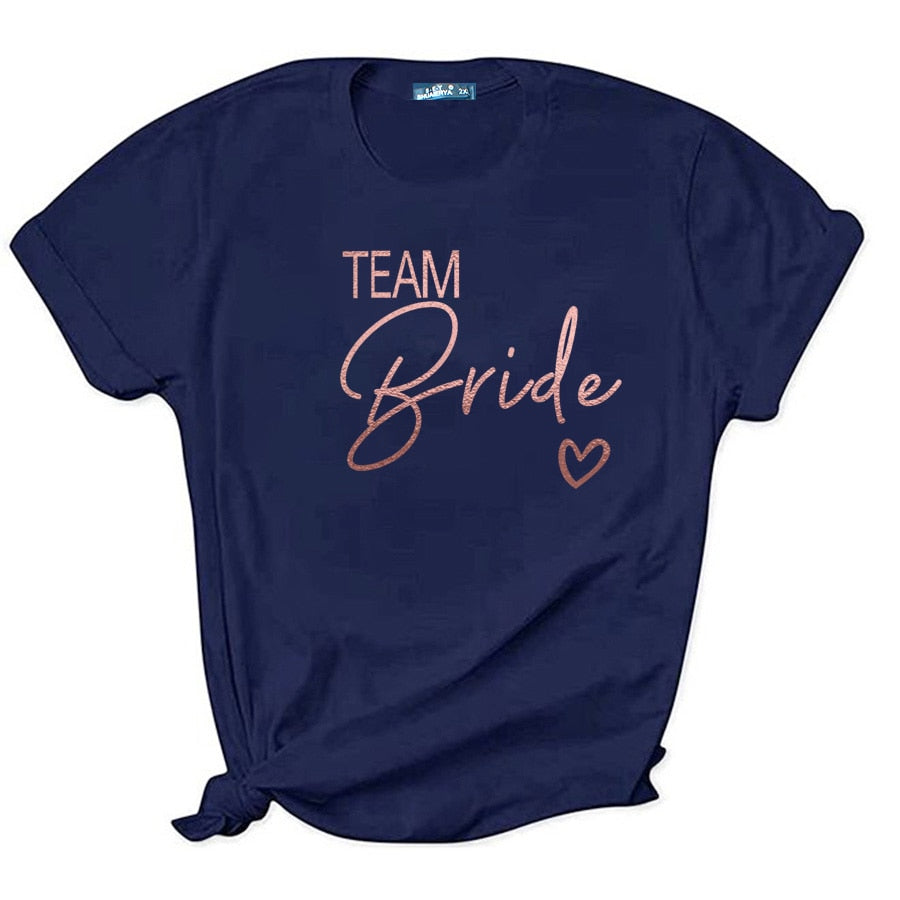 Team Bride Love Heart T Shirt Novetly  Aesthetic Bridesmaid Bride Squad T-shirt Women Ulzzang Wedding Party Tops