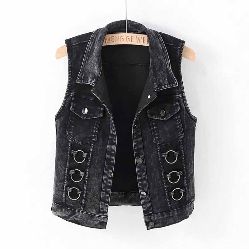 Fashion Denim Vest Female Spring Autumn Sleeveless Wild Tops Short Jacket Women Jean Waistcoat White Black