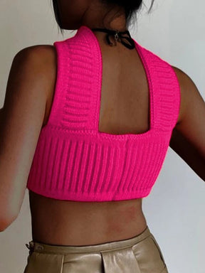 Knitted Crop Tops Fashion Basic Blue Summer Beach Sleeveless Backless Halter Tube Top 2022 Women Sexy Off Shoulder Tank Top