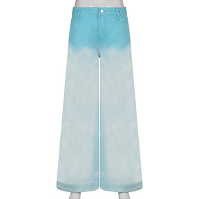 Washed Blue High Waisted Baggy Jeans Streetwear Women Oversized Loose Denim Trousers Wide Leg Pants