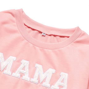 Mama Mini Letter Print Mother Daughter Clothes Family Matching Hoodies Long Sleeve Sweatshirt for Mother Kids Family Outfits