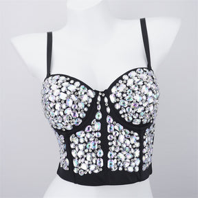 Women Crop Top Streetwear Beading Diamond Push Up Bra Casual Tank Tops Woman Clothes Bustier Camis Fashion Ladies Corset