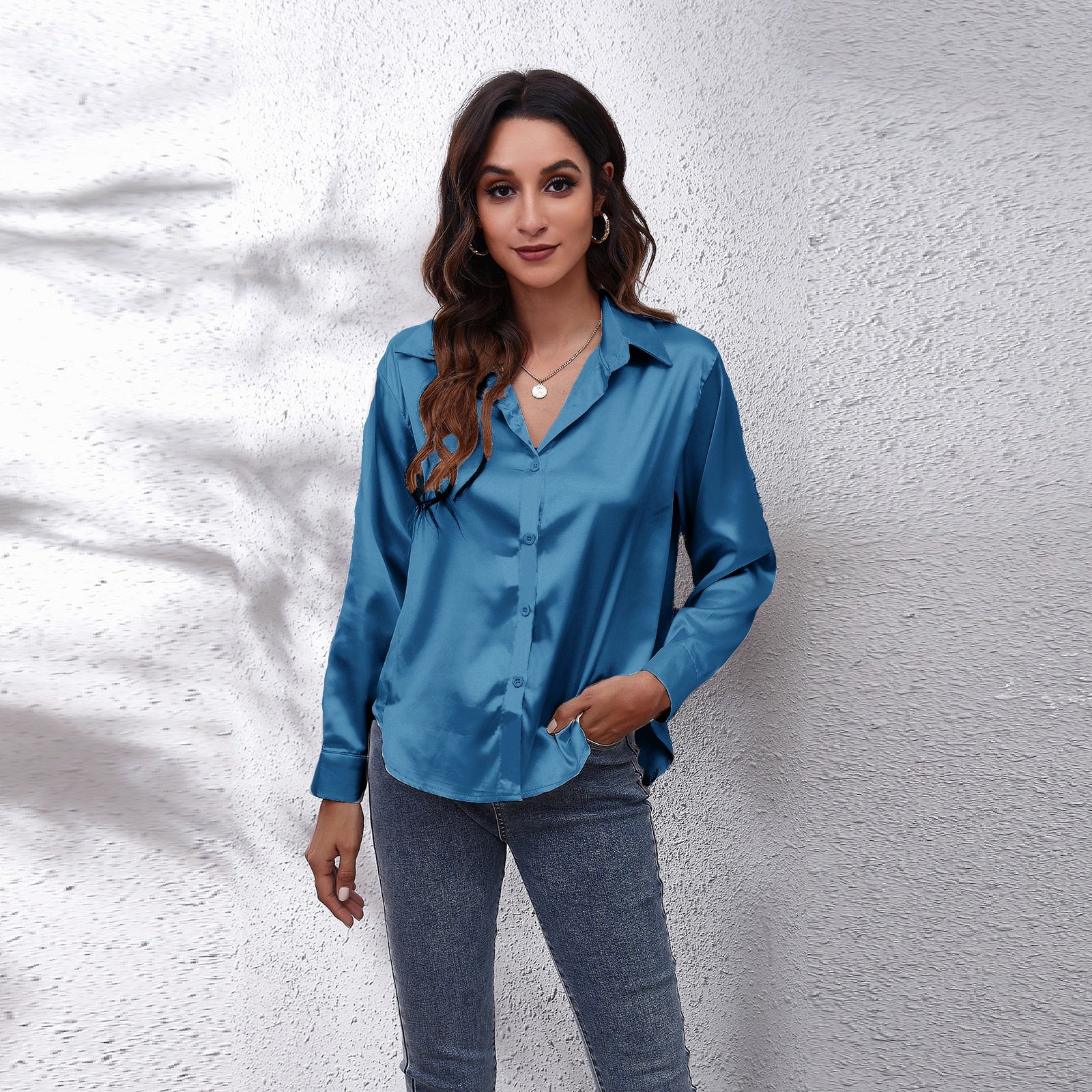 Satin Women Shirt Fashion Womens Tops Basic Elegant White Shirt Women Long Sleeve Blouses 2022 Autumn New Female Clothing Shirts