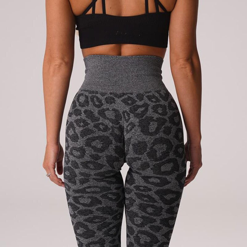 Leopard Print Snowflake Color Nine Point Pants Yoga Leggings Women Pants Gym Sports Waist Seamless Animal Pants Women Clothing