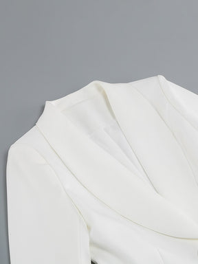 White Long Sleeve Blazer Mini Dress Women Fashion Feathers Design Office Lady Work Wear 2022 Autumn Winter Ins Trendy