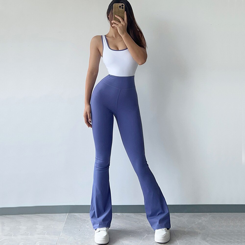 Woman Yoga Fitness One Piece Jumpsuit Flares Pant Sport Outfit Gym Workout Suits Women Activewear