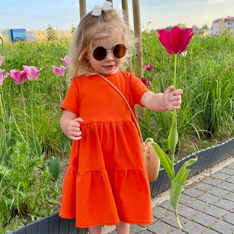 Mommy and Daughter Matching Clothes Short Sleeve Solid Color Mother and Daughter Dress Casual Family Matching Outfits