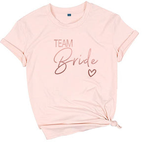 Team Bride Love Heart T Shirt Novetly  Aesthetic Bridesmaid Bride Squad T-shirt Women Ulzzang Wedding Party Tops