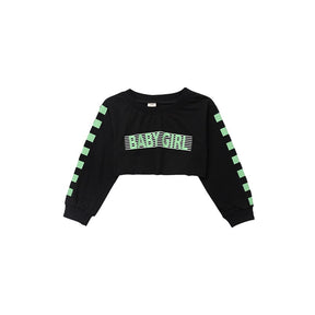 Girls Hip Hop Cargo Pants Goth Crop Top 2 Pcs Set Sweatshirt Children Street Dance Clothing Kids Jazz Gothic Costumes Streetwear