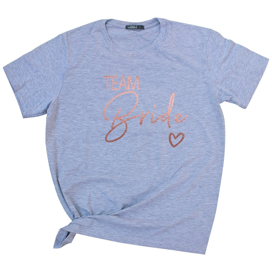 Team Bride Love Heart T Shirt Novetly  Aesthetic Bridesmaid Bride Squad T-shirt Women Ulzzang Wedding Party Tops