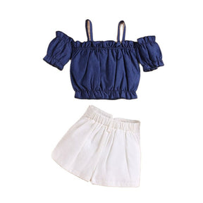 Summer Kid Clothes Fashion Suspenders Off-The-Shoulder