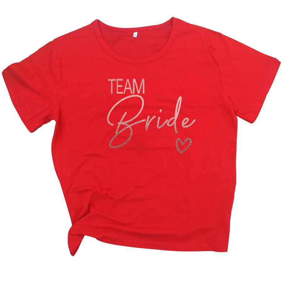 Team Bride Love Heart T Shirt Novetly  Aesthetic Bridesmaid Bride Squad T-shirt Women Ulzzang Wedding Party Tops