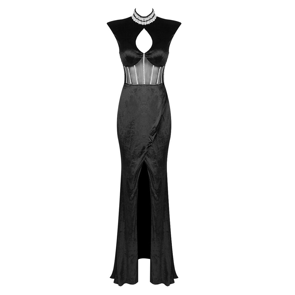 Woman Balck Evening Dress For Party Sexy Hollow Out Sleeveless Long Dress Summer 2022 Vestido De Mujer