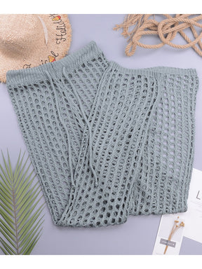 Fitshinling Handmade Crochet Beach Pants Women Swimwear 2023 Summer Bohemian Sexy Hot Hollow Out Holiday High Waist Pantalones