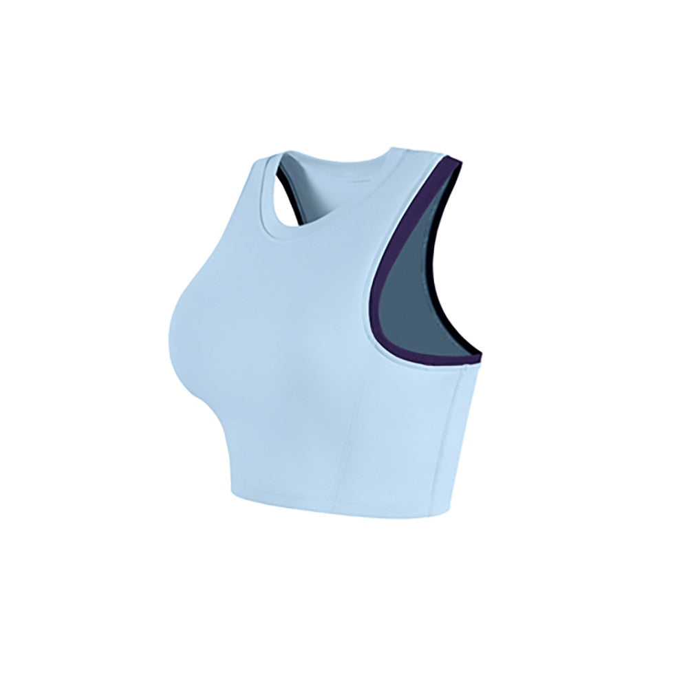 Vnazvnasi Summer New Coming Women Vest For Yoga Contrast Color Design High Push Up Sportswear With Padded Fitness Running Tops