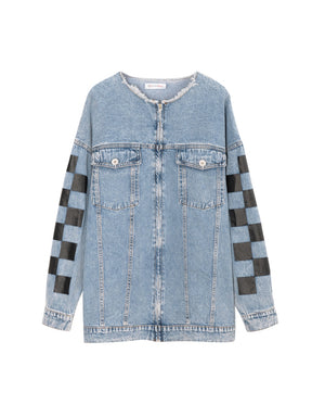 Denim Jackets Loose Plaid Zipper