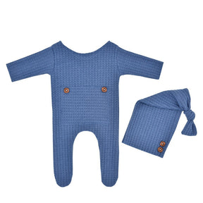 2 Pcs Baby Hat Bodysuit Set Newborn Photography Props Knitted Long Tail Cap Romper Jumpsuit Kit Infants Photo Shooting
