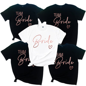 Team Bride Love Heart T Shirt Novetly  Aesthetic Bridesmaid Bride Squad T-shirt Women Ulzzang Wedding Party Tops